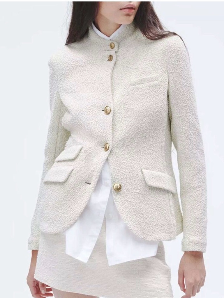 Rag & Bone Slade Cotton Tweed Blazer Size 8 Summer Gold Button